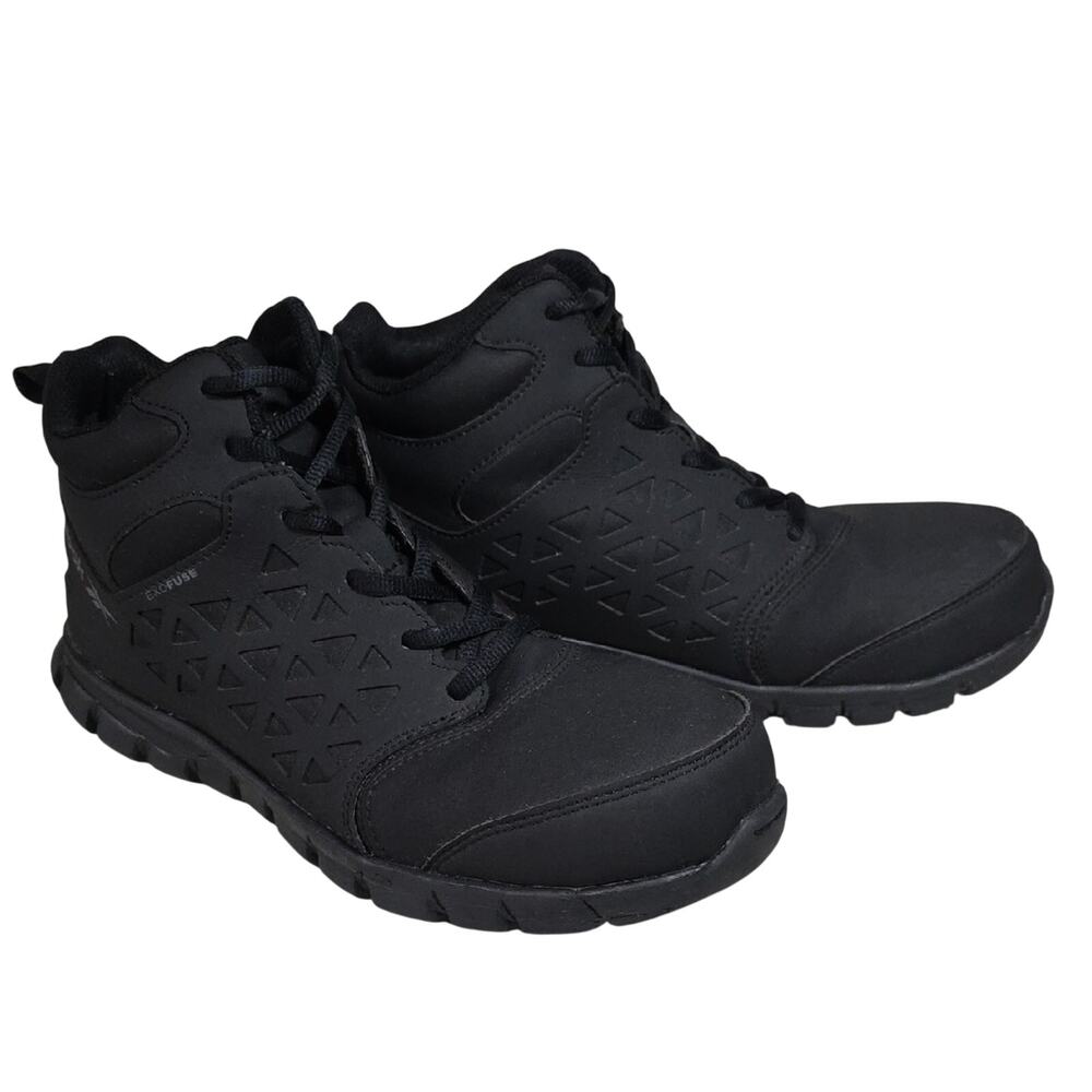 Reebok Work Sublite Cushion Mid Cut Black Work Athletic Shoes Mens Size 8.5